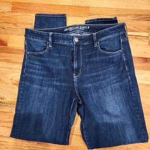 American Eagle 360 Super Stretch Sz 16 Long Skinny Dark Wash Hi Rise Jegging